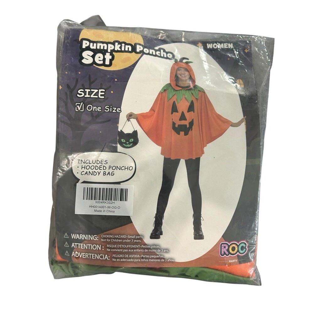 Women’s Pumpkin Poncho Set Size onesize - Picture 2 of 4